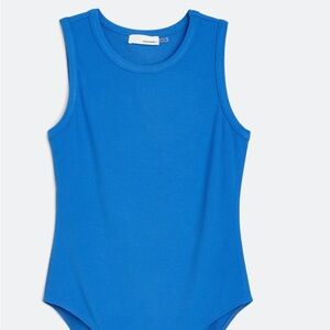 Heatherly Ribbed Blue Sleeveless Bodysuit
